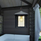 Rustic Black Glass Geometric Outdoor Pendant Lights