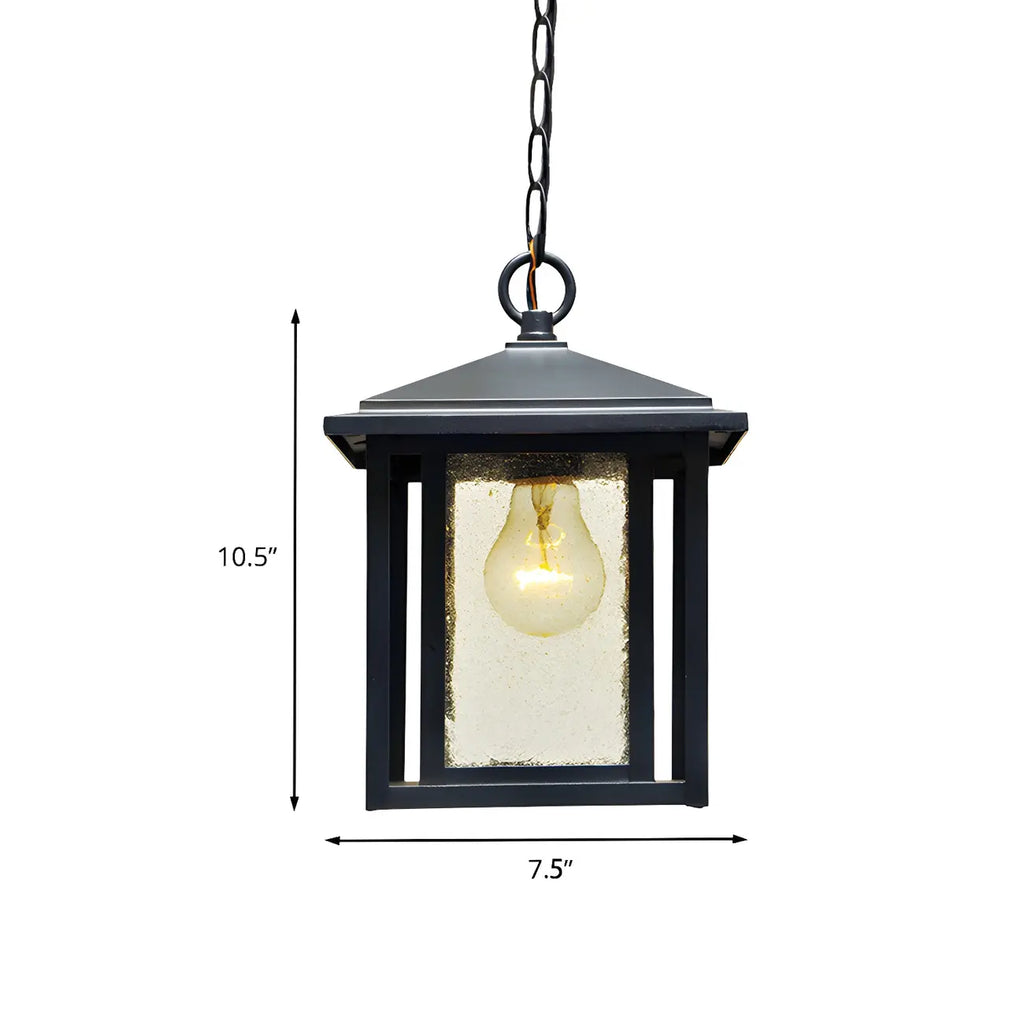 Rustic Black Glass Geometric Outdoor Pendant Lights