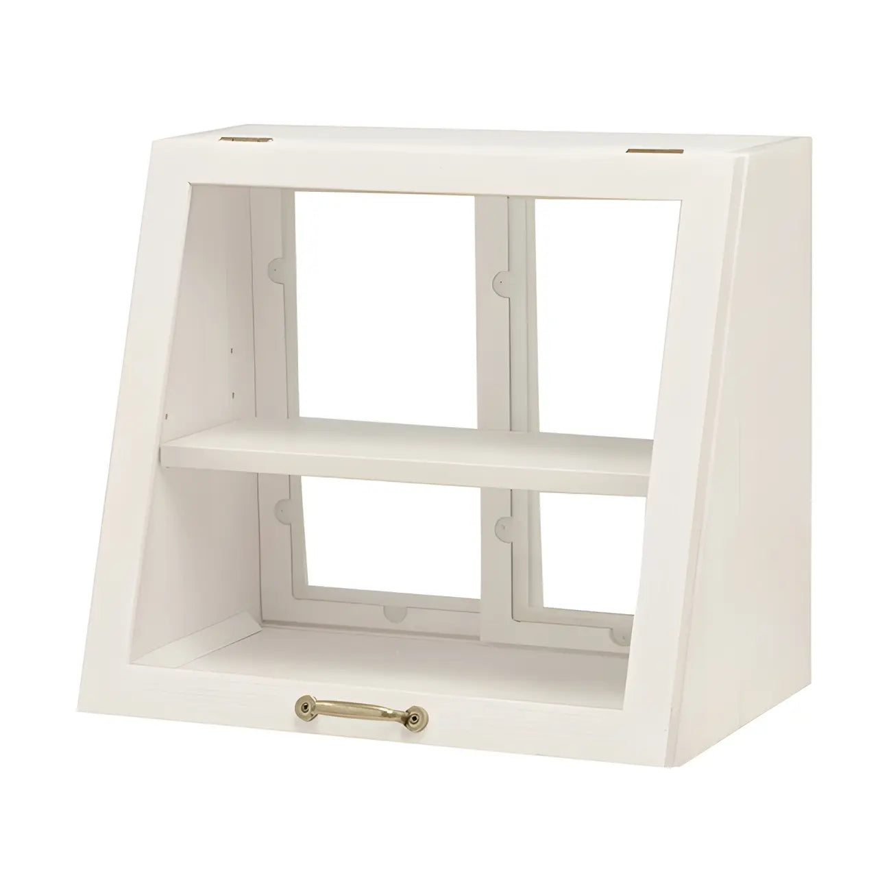 Wooden Ladder Display Cabinet with Sliding Glass Doors