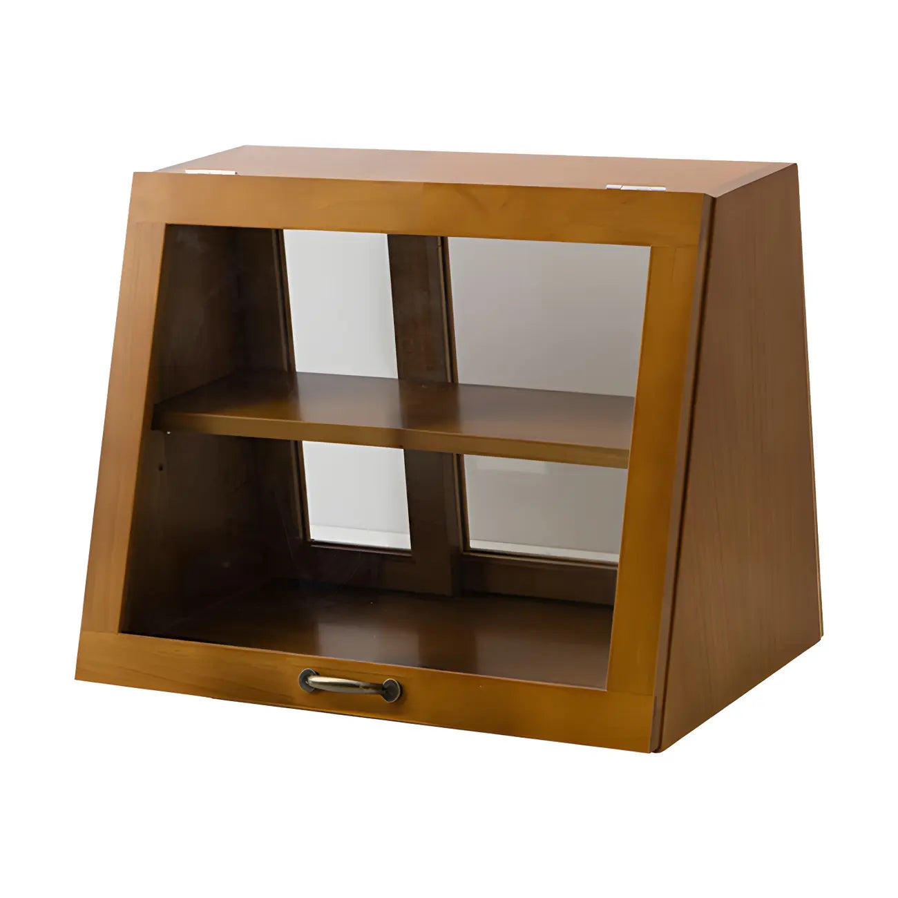 Wooden Ladder Display Cabinet with Sliding Glass Doors