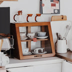 Wooden Ladder Display Cabinet with Sliding Glass Doors