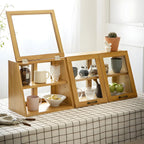 Wooden Ladder Display Cabinet with Sliding Glass Doors