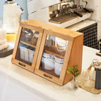 Wooden Ladder Display Cabinet with Sliding Glass Doors