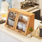 Wooden Ladder Display Cabinet with Sliding Glass Doors