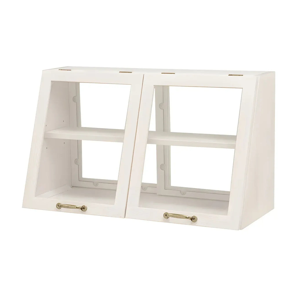 Wooden Ladder Display Cabinet with Sliding Glass Doors