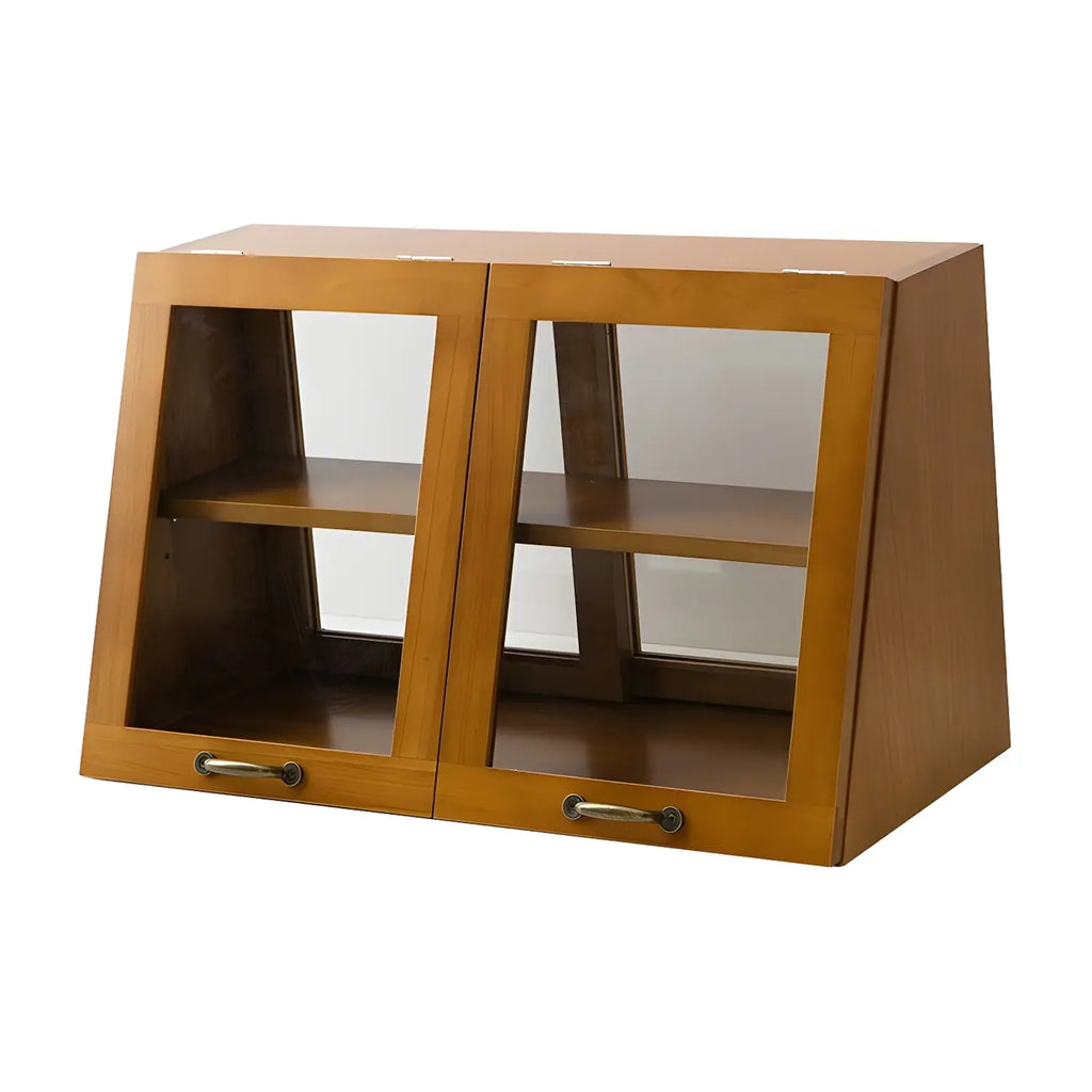Wooden Ladder Display Cabinet with Sliding Glass Doors