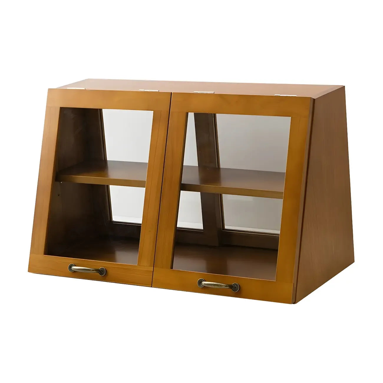 Wooden Ladder Display Cabinet with Sliding Glass Doors