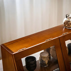 Wooden Ladder Display Cabinet with Sliding Glass Doors