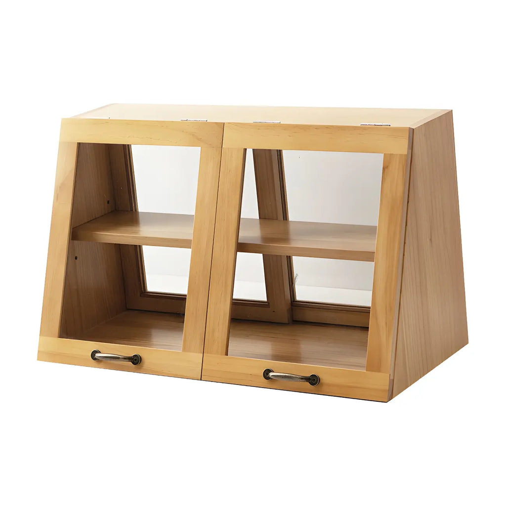 Wooden Ladder Display Cabinet with Sliding Glass Doors