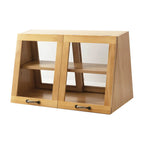 Wooden Ladder Display Cabinet with Sliding Glass Doors