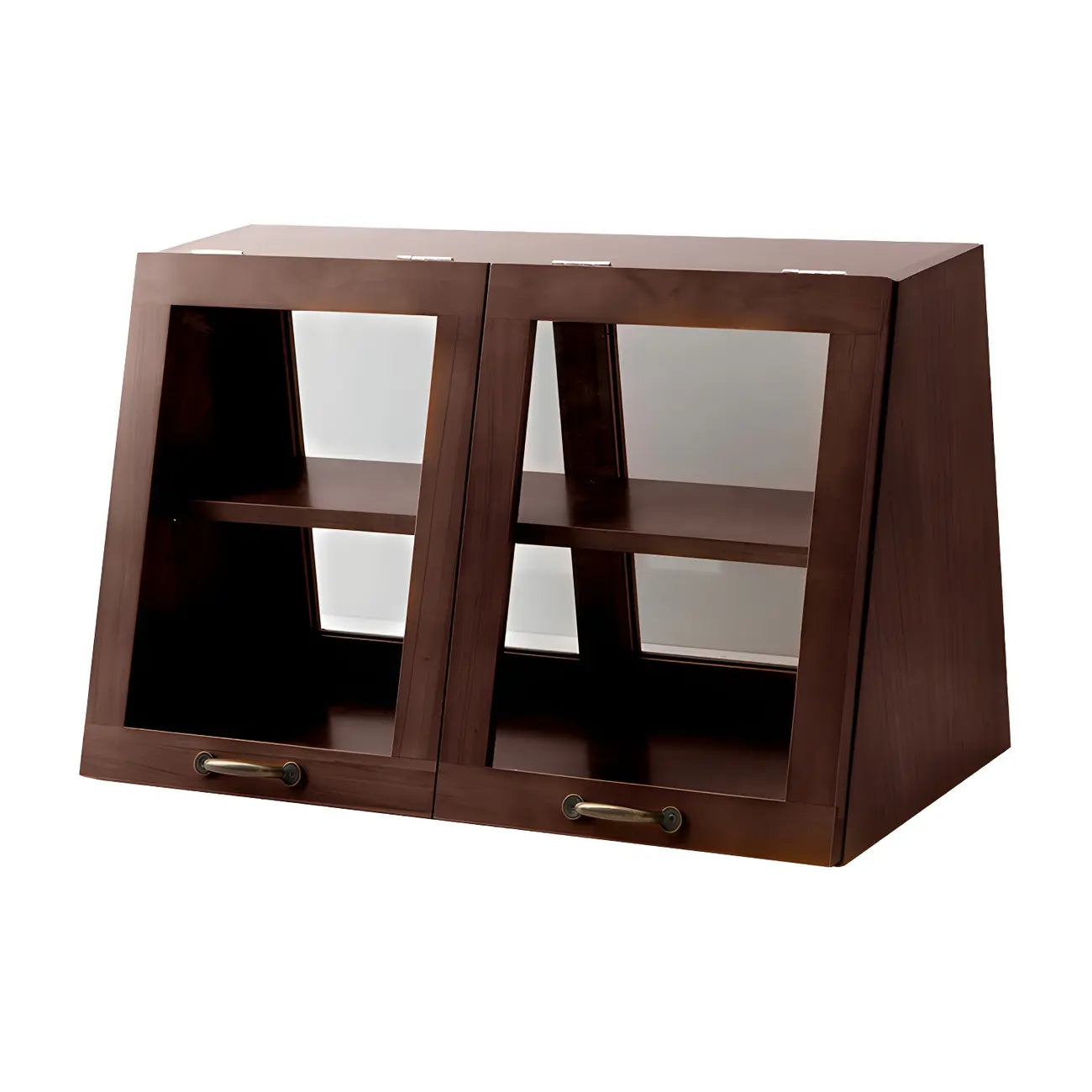 Wooden Ladder Display Cabinet with Sliding Glass Doors