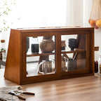 Wooden Ladder Display Cabinet with Sliding Glass Doors