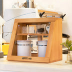 Wooden Ladder Display Cabinet with Sliding Glass Doors