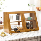Wooden Ladder Display Cabinet with Sliding Glass Doors