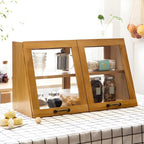 Wooden Ladder Display Cabinet with Sliding Glass Doors