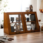 Wooden Ladder Display Cabinet with Sliding Glass Doors