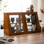 Wooden Ladder Display Cabinet with Sliding Glass Doors