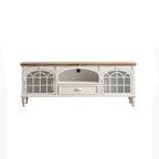 59 French Country Arched White Wood TV Stand with Storage