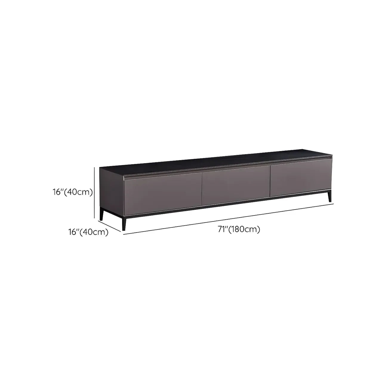 71 Living Room Black Marble Top Enclosed Storage TV Stand