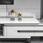 67 White Modern Stone Open Storage TV Stand with Drawers