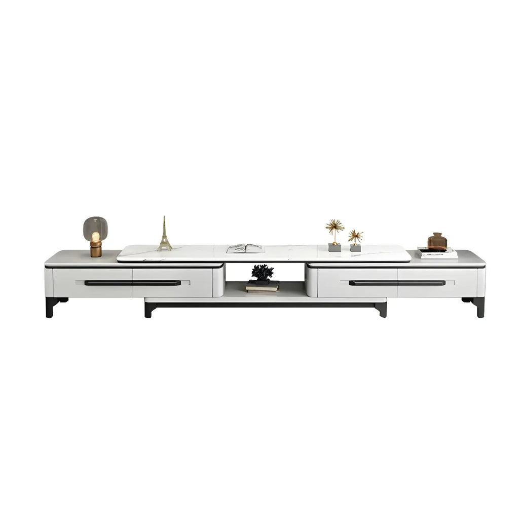 67 White Modern Stone Open Storage TV Stand with Drawers
