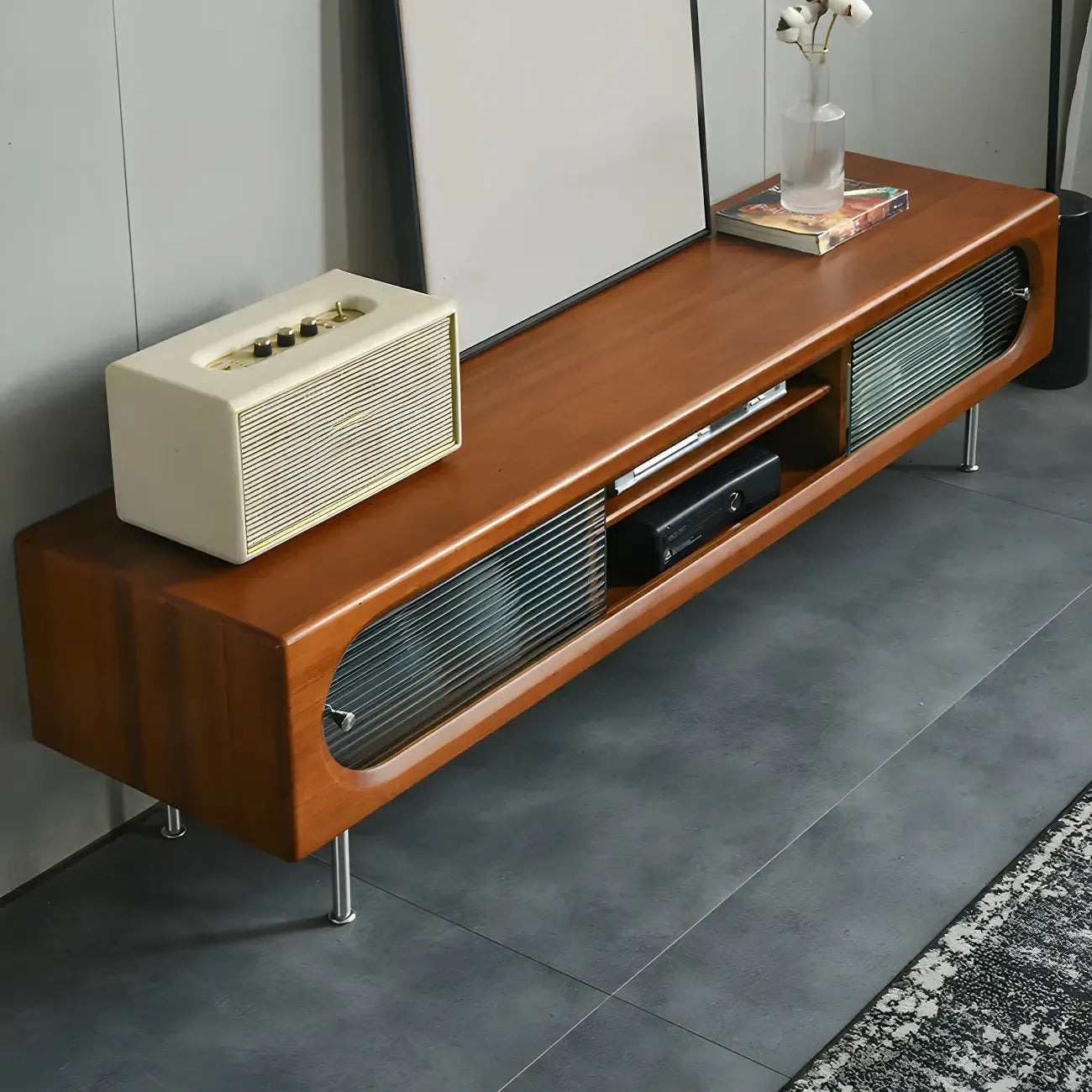 Contemporary Wood TV Stand Entertainment Center