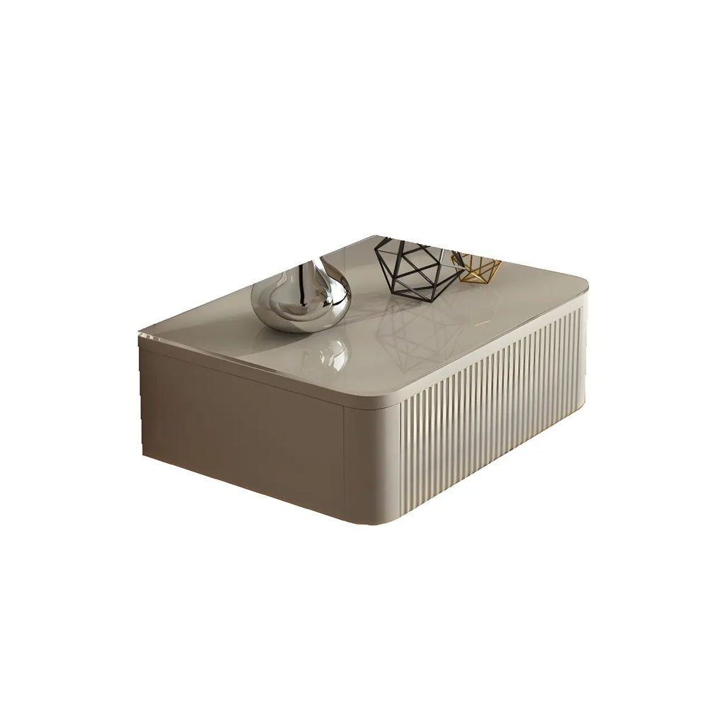 Modern Grey Wood Floating Nightstand with Glass Top