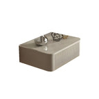 Modern Grey Wood Floating Nightstand with Glass Top