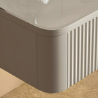 Modern Grey Wood Floating Nightstand with Glass Top