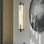 Modern Rectangle Stone Shade Metal LED Wall Sconce