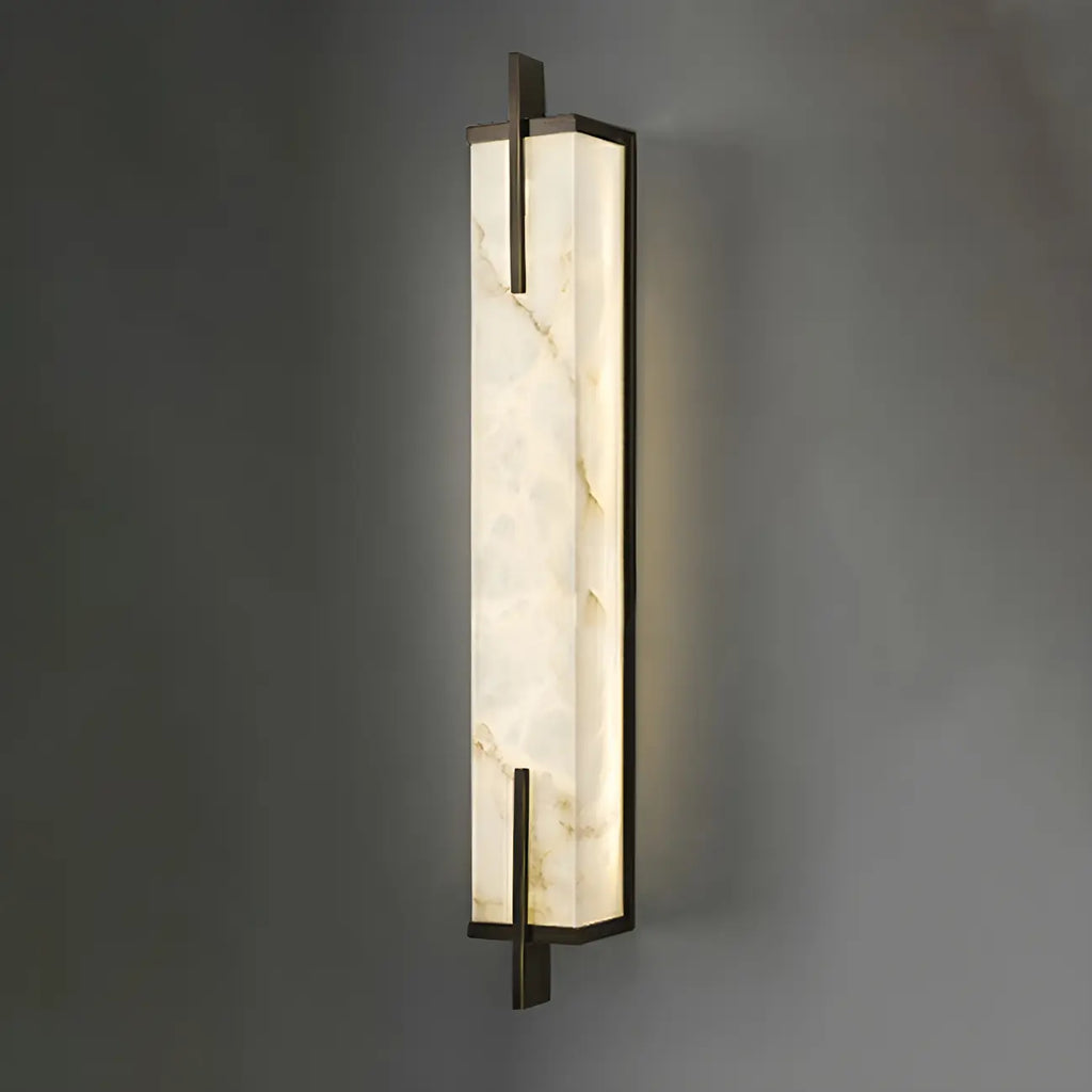 Modern Rectangle Stone Shade Metal LED Wall Sconce