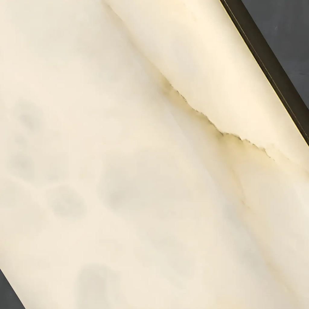 Modern Rectangle Stone Shade Metal LED Wall Sconce