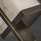 Modern Rectangle Stone Shade Metal LED Wall Sconce