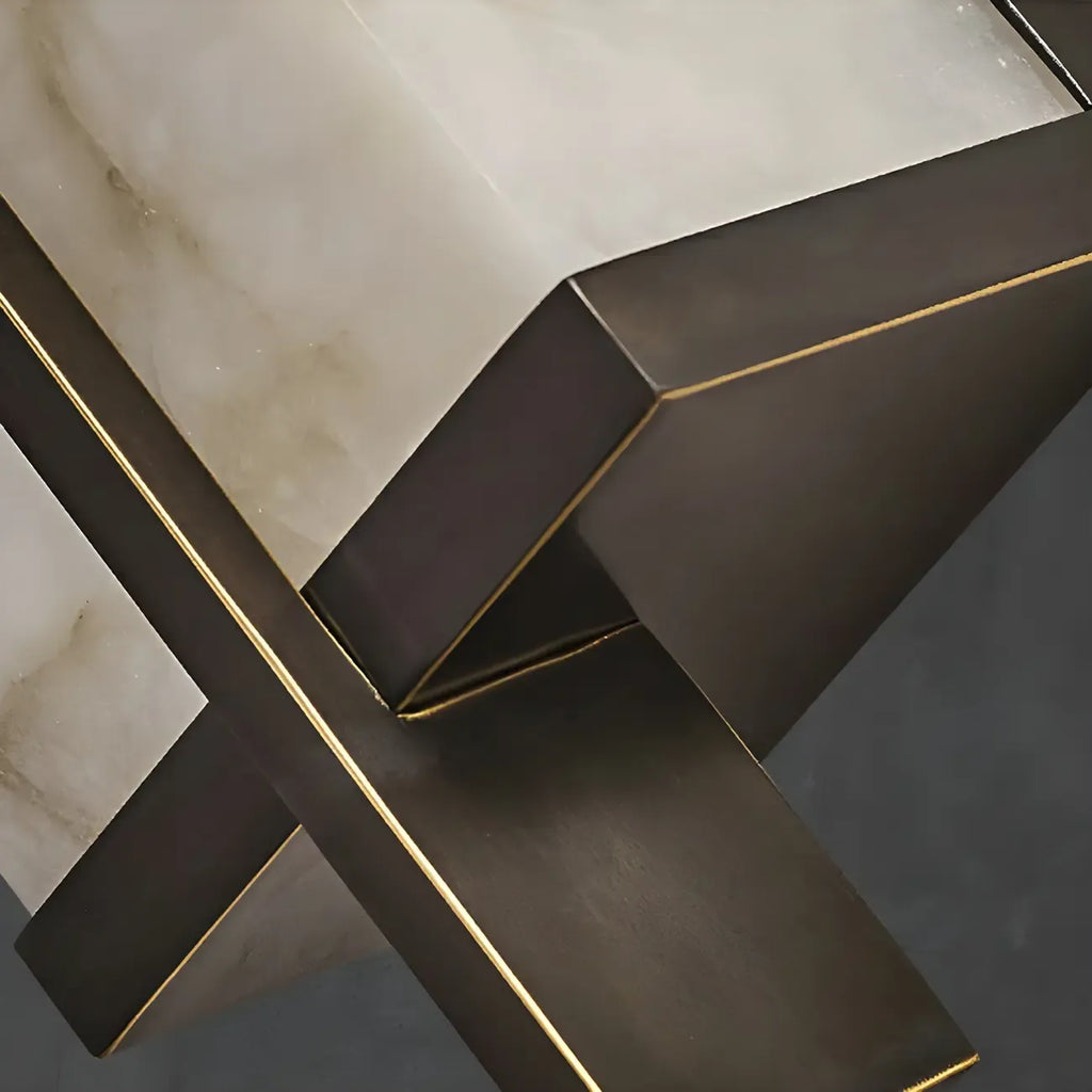 Modern Rectangle Stone Shade Metal LED Wall Sconce