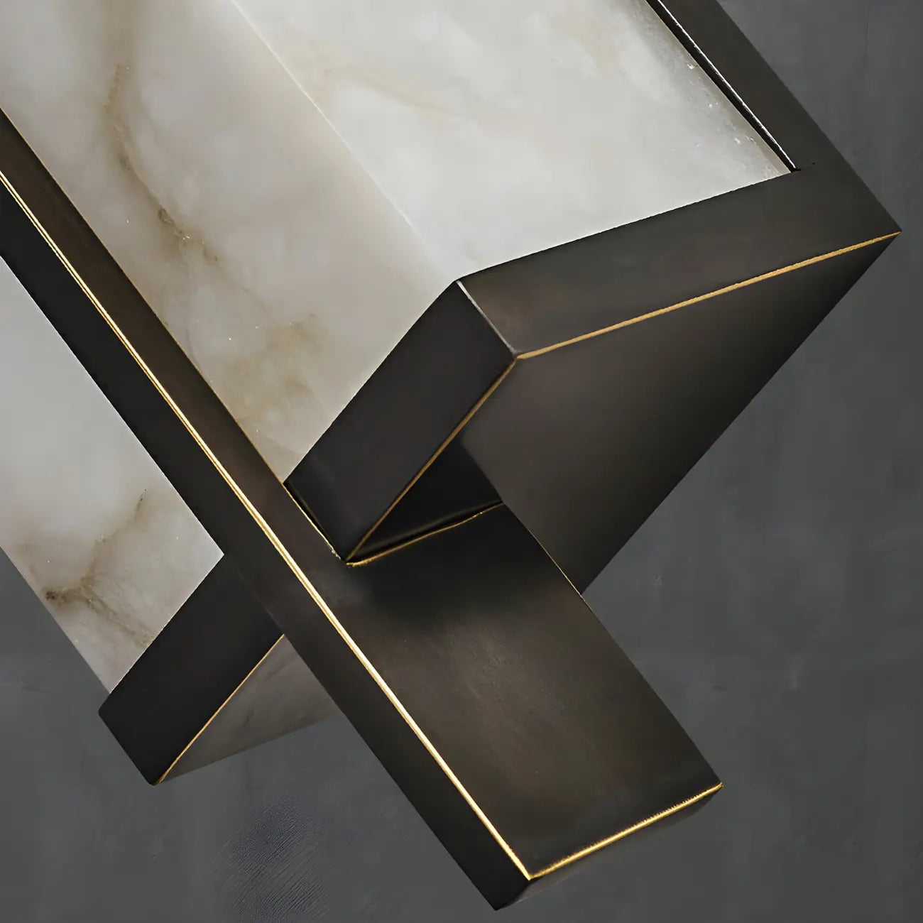 Modern Rectangle Stone Shade Metal LED Wall Sconce
