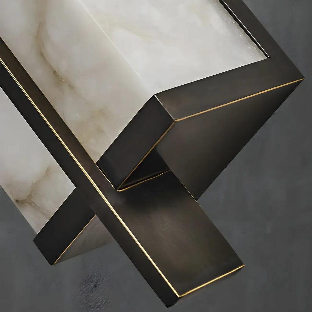 Modern Rectangle Stone Shade Metal LED Wall Sconce