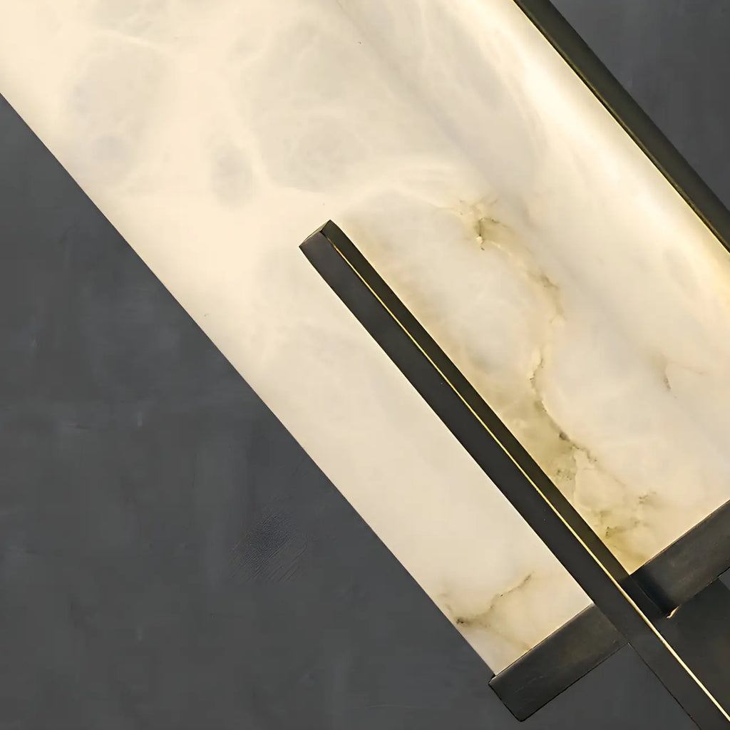 Modern Rectangle Stone Shade Metal LED Wall Sconce