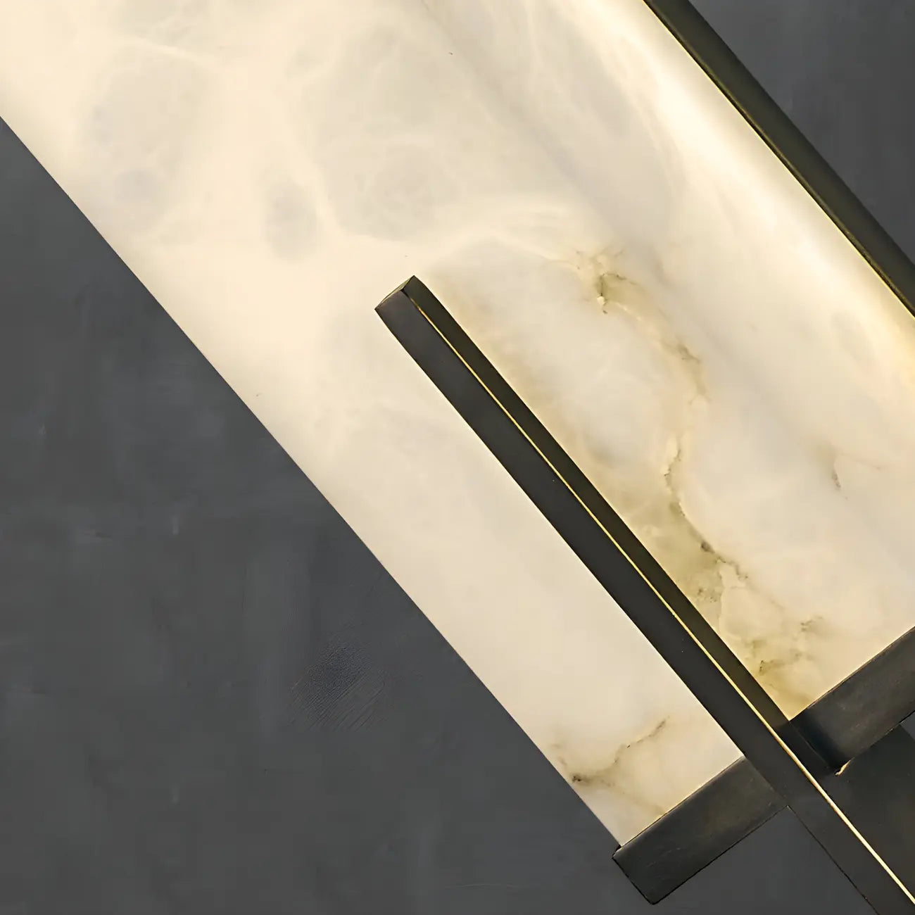 Modern Rectangle Stone Shade Metal LED Wall Sconce