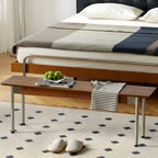 Scandinavian Long Brown Wooden Bedroom Bench