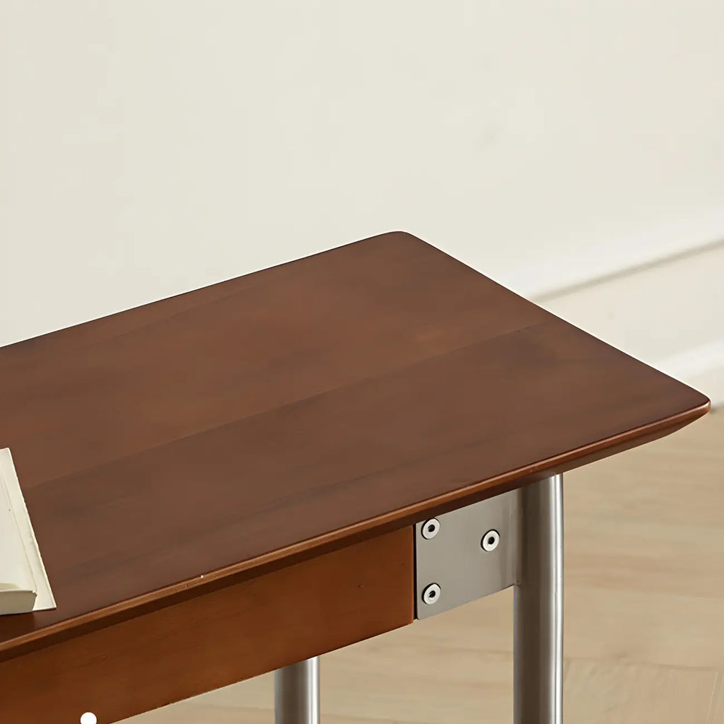 Scandinavian Long Brown Wooden Bedroom Bench