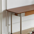 Scandinavian Long Brown Wooden Bedroom Bench