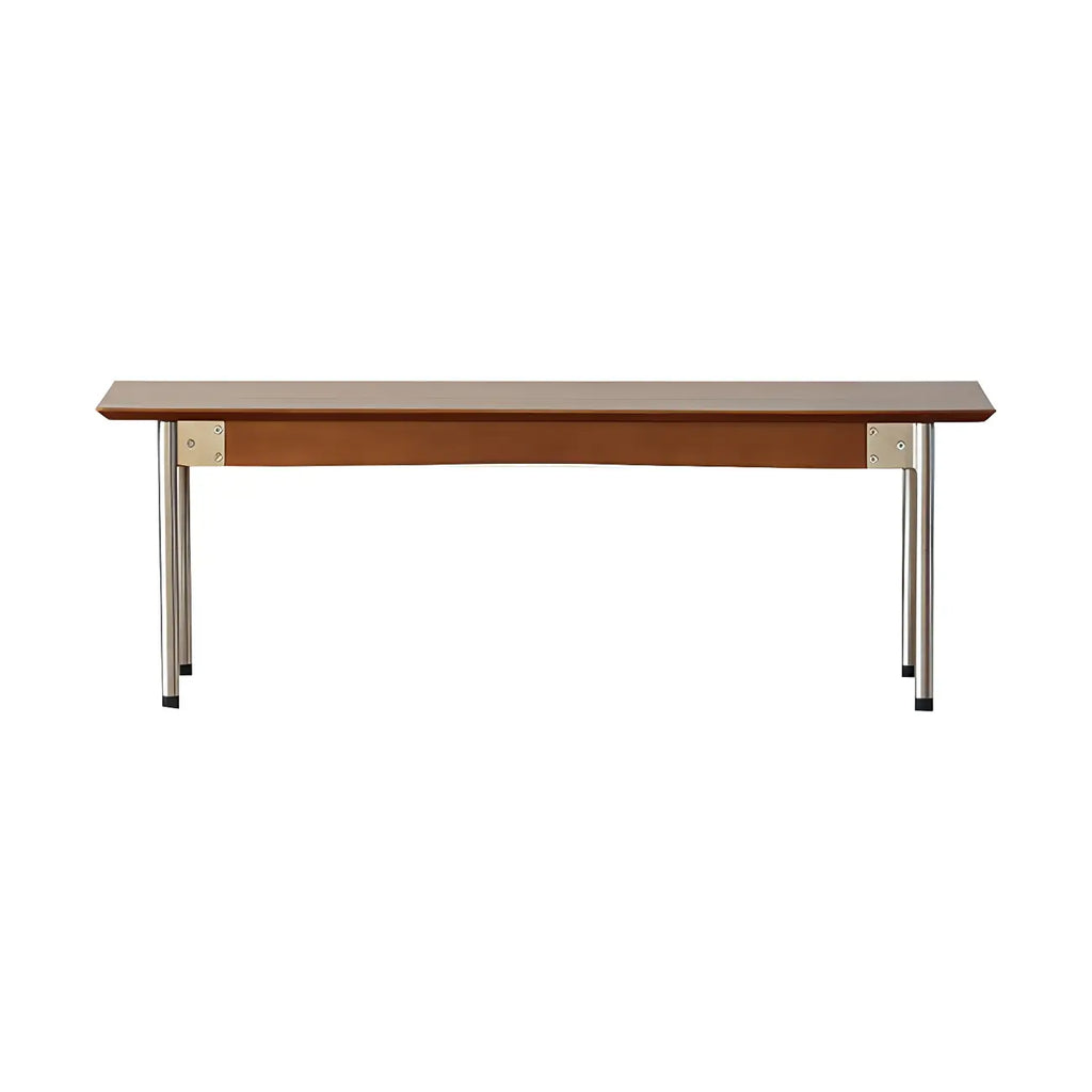 Scandinavian Long Brown Wooden Bedroom Bench