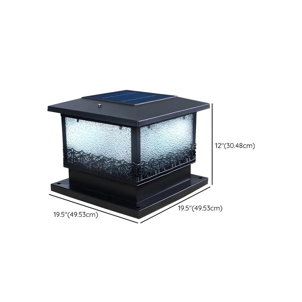 Textured Black House-Shape Solar Outdoor Post Lights